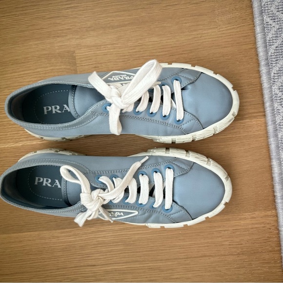 PRADA Women's Gabardine Wheel Platform 'Light Blue' size 40 - Picture 6 of 7